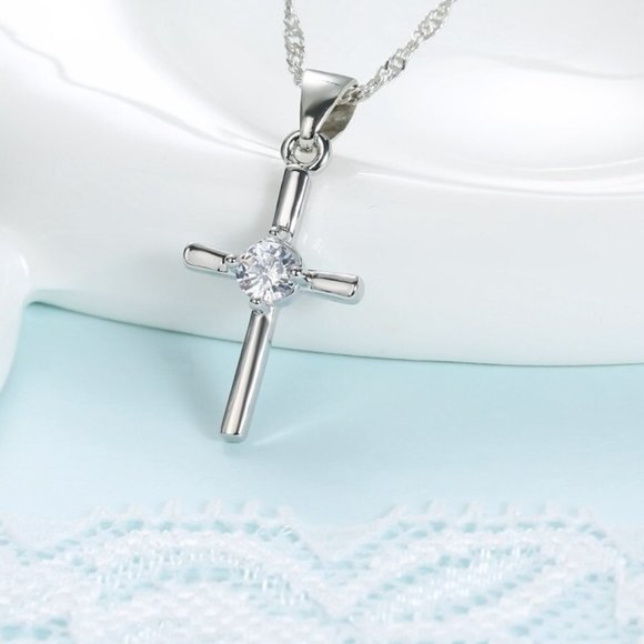 💎 NEW 💎 Cross 925 Sterling Silver Earrings And Necklace Set Bundle - Picture 8 of 8